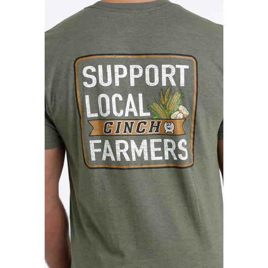 Cinch Men's Olive "Support Local Farmers" Graphic T-Shirt MTT1690596