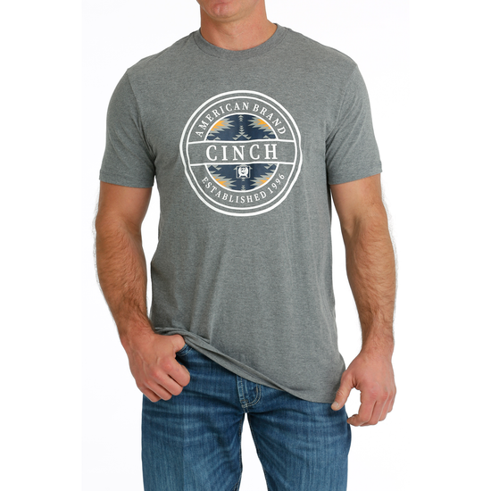 Cinch Men's Grey Circular Logo Graphic T-Shirt MTT1690601