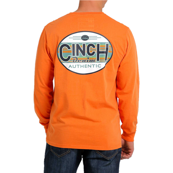Cinch® Men's Denim Authentic Graphic Logo Orange T-Shirt MTT1721004