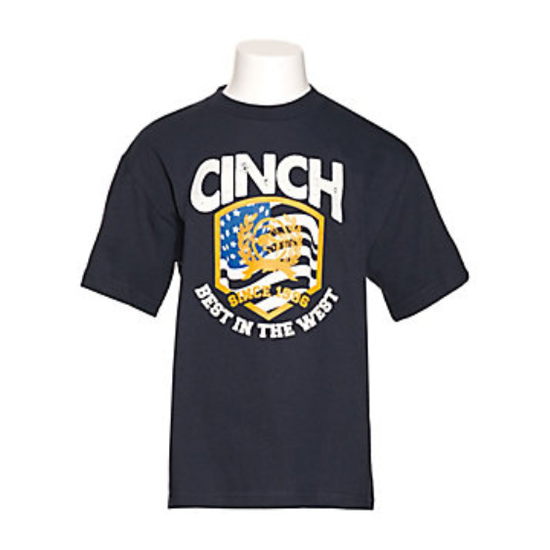 Cinch® Youth Boy's Navy Best In The West Logo T-Shirt MTT7670121
