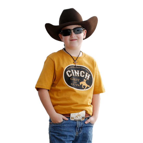 Cinch® Youth Boy's 'Grit And Guts' Yellow Gold T-Shirt MTT7670122