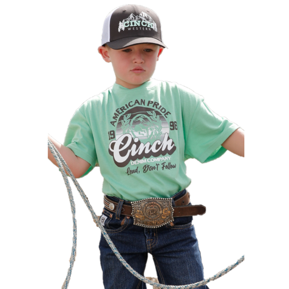 Cinch® Youth Boy's Green American Pride Graphic T-Shirt MTT7670128