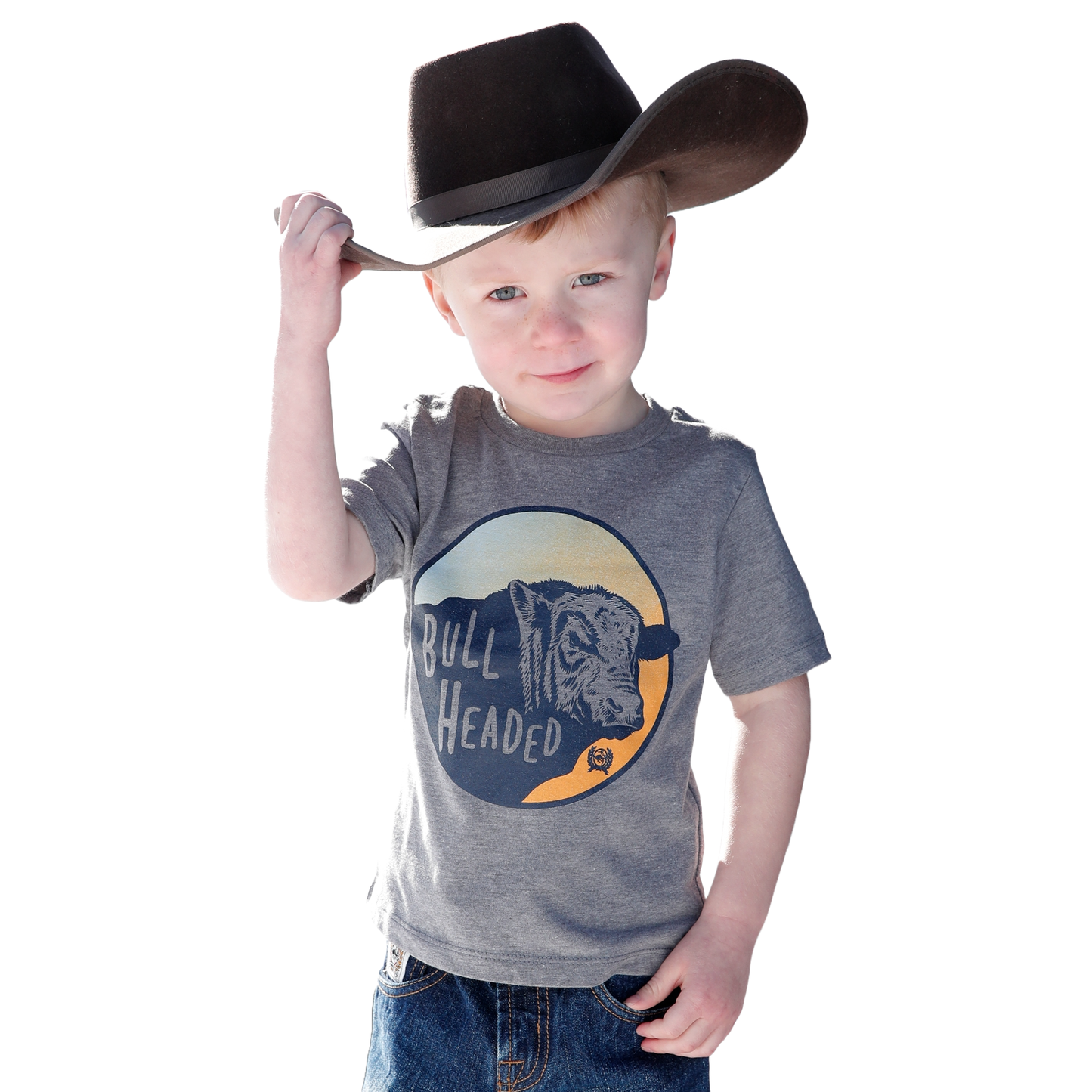 Cinch Toddler Boy's Grey Bull Headed Graphic T-Shirt MTT7671088