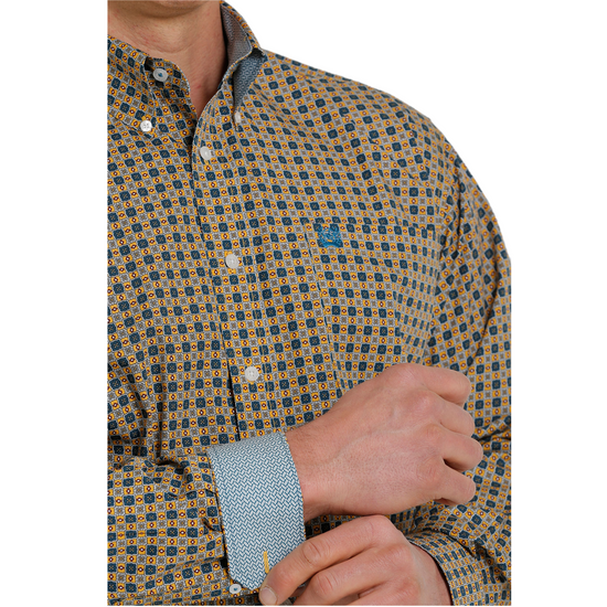 Cinch® Men's Square Printed Gold Button Down Shirt MTW1105341
