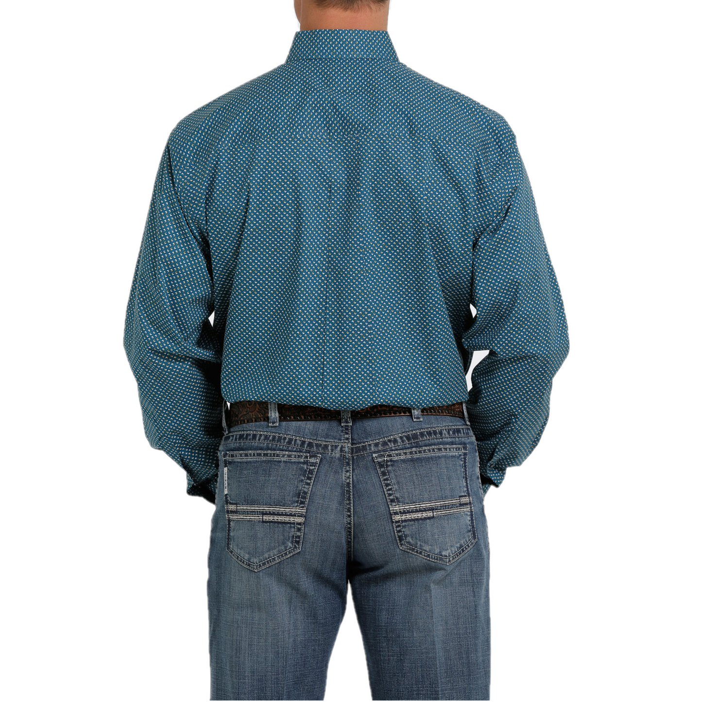 Cinch® Men's Diamond Printed Teal Button Down Shirt MTW1105342