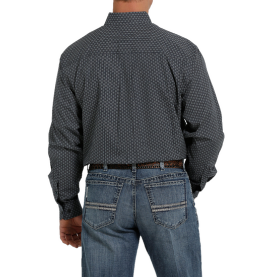 Cinch® Men's Navy Geo Print Plain Weave Button Down Shirt MTW1105366