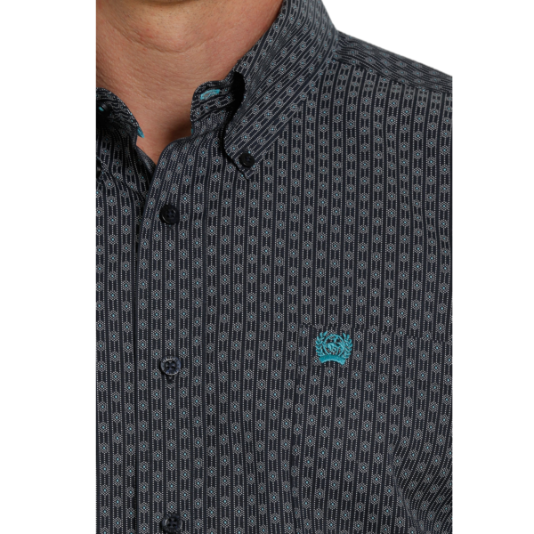 Cinch® Men's Navy Geo Print Plain Weave Button Down Shirt MTW1105366