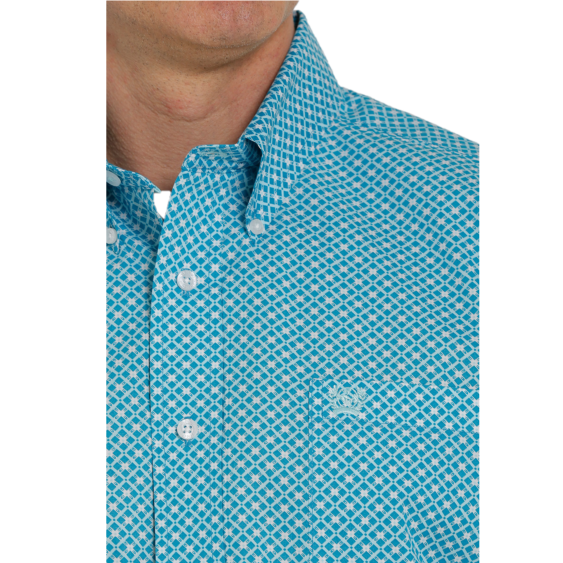 Cinch® Men's Blue Geometric Print Button Down Shirt MTW1105372