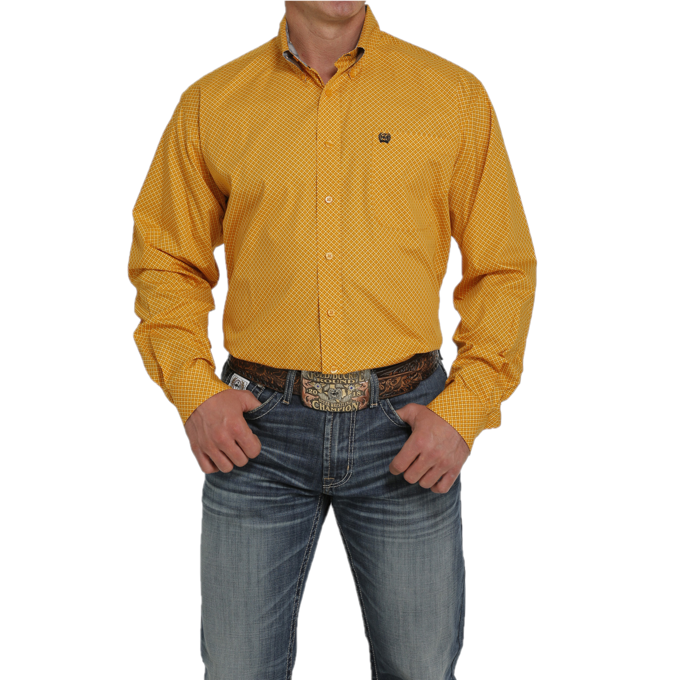 Cinch® Men's Mini Geometric Print Gold Button Down Shirt MTW1105448