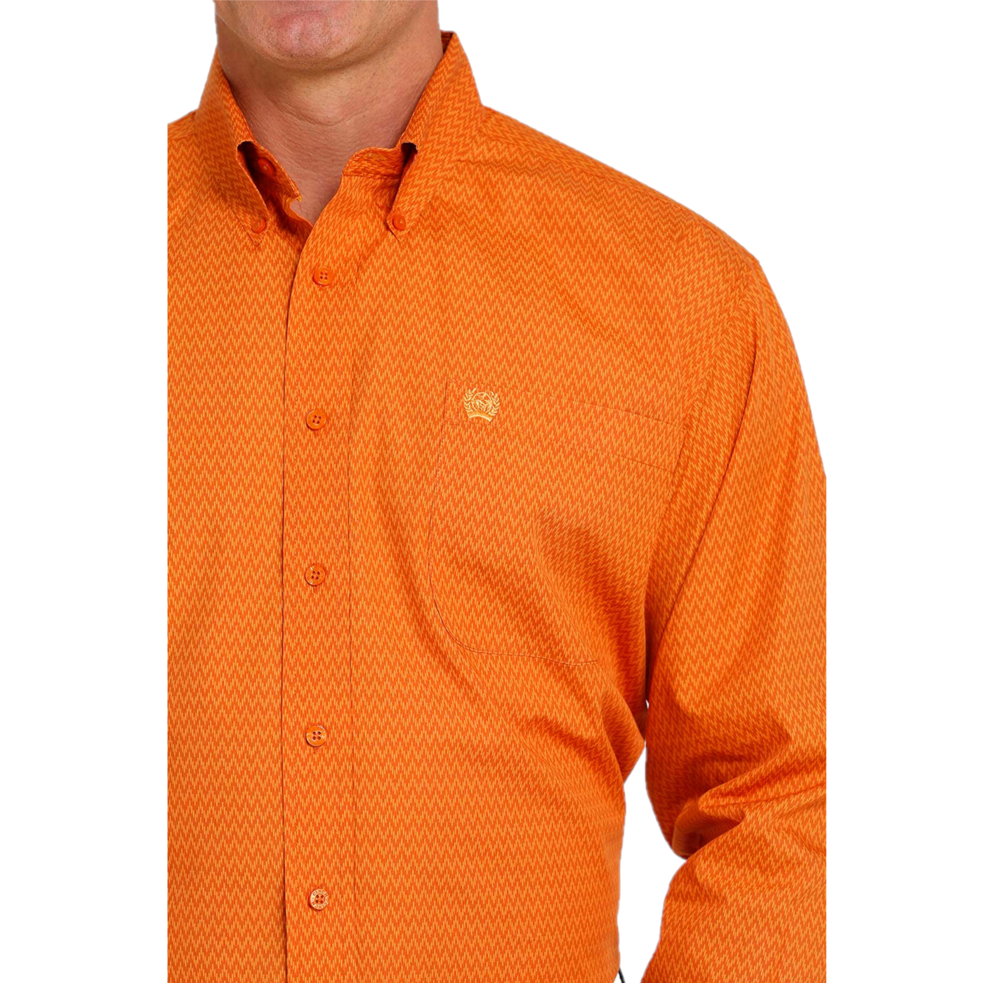 Cinch® Men's Zig Zag Print Orange Button Down Shirt MTW1105475