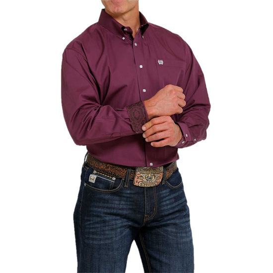 Cinch® Men's Solid Purple Western Button Down Shirt MTW1105484