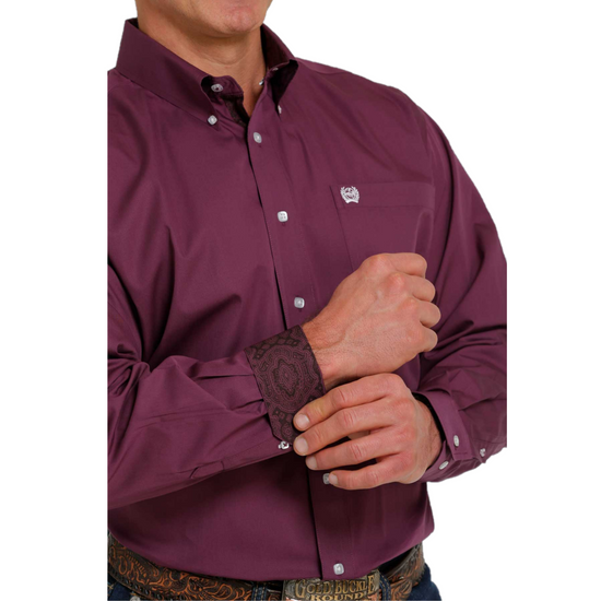 Cinch® Men's Solid Purple Western Button Down Shirt MTW1105484