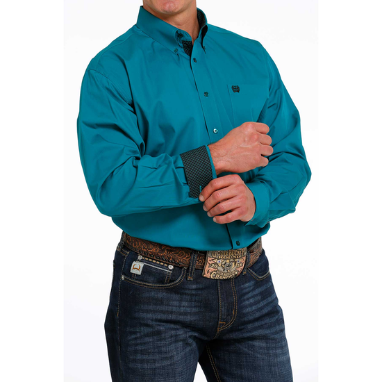 Cinch® Men's Solid Teal Western Button Down Shirt MTW1105497