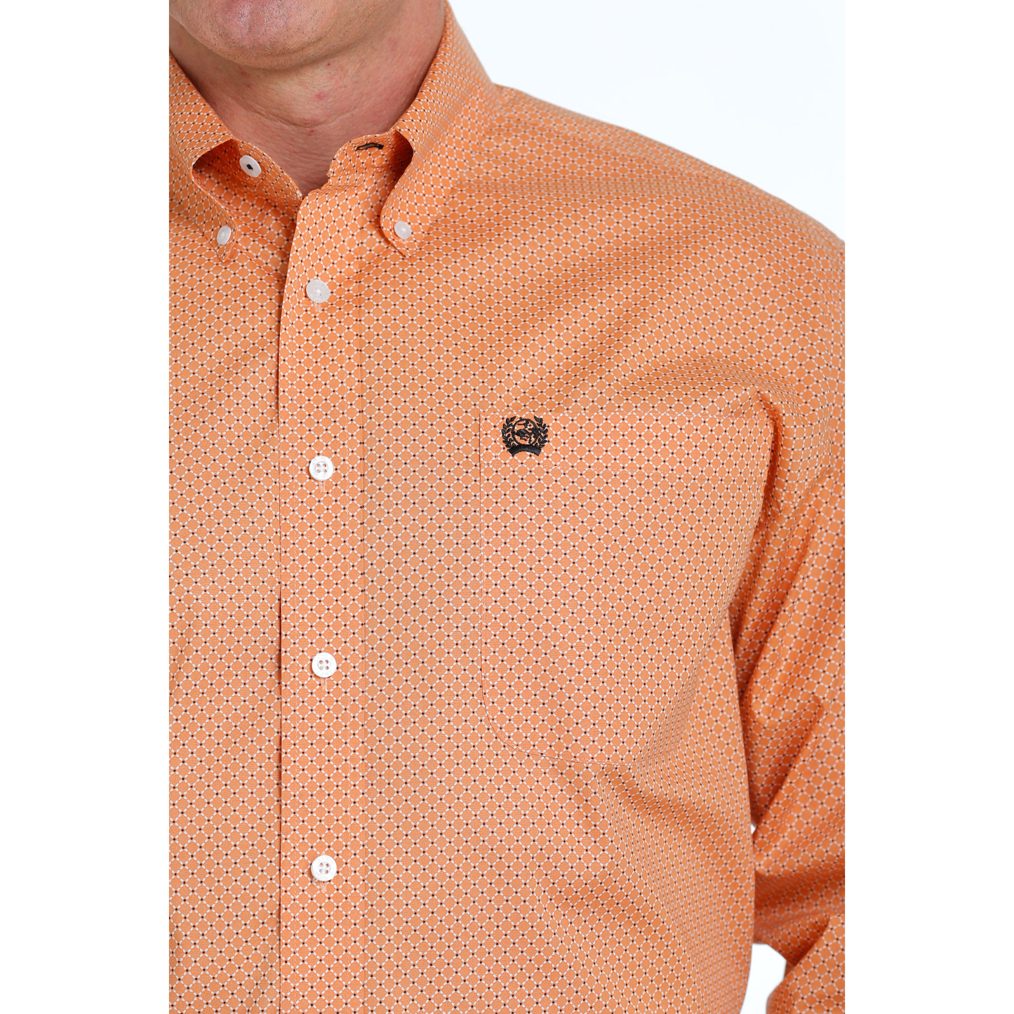 Cinch® Men's Orange Geometric Print Button Down Shirt MTW1105522