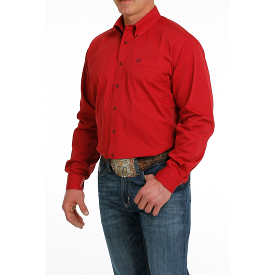 Cinch® Men's Classic Fit Pinstripe Red Button Down Shirt MTW1105526