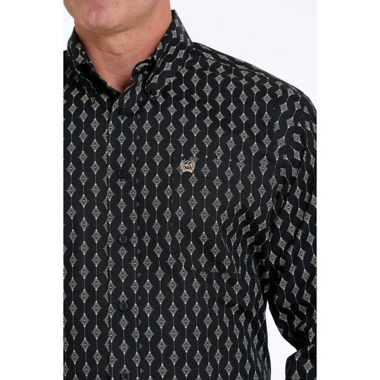 Load image into Gallery viewer, Cinch® Men&amp;#39;s Diamond Print Black Button Down Shirt MTW1105531
