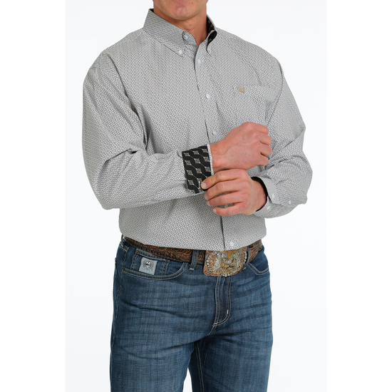 Cinch® Men's Geometric Print Grey Button Down Shirt MTW1105534