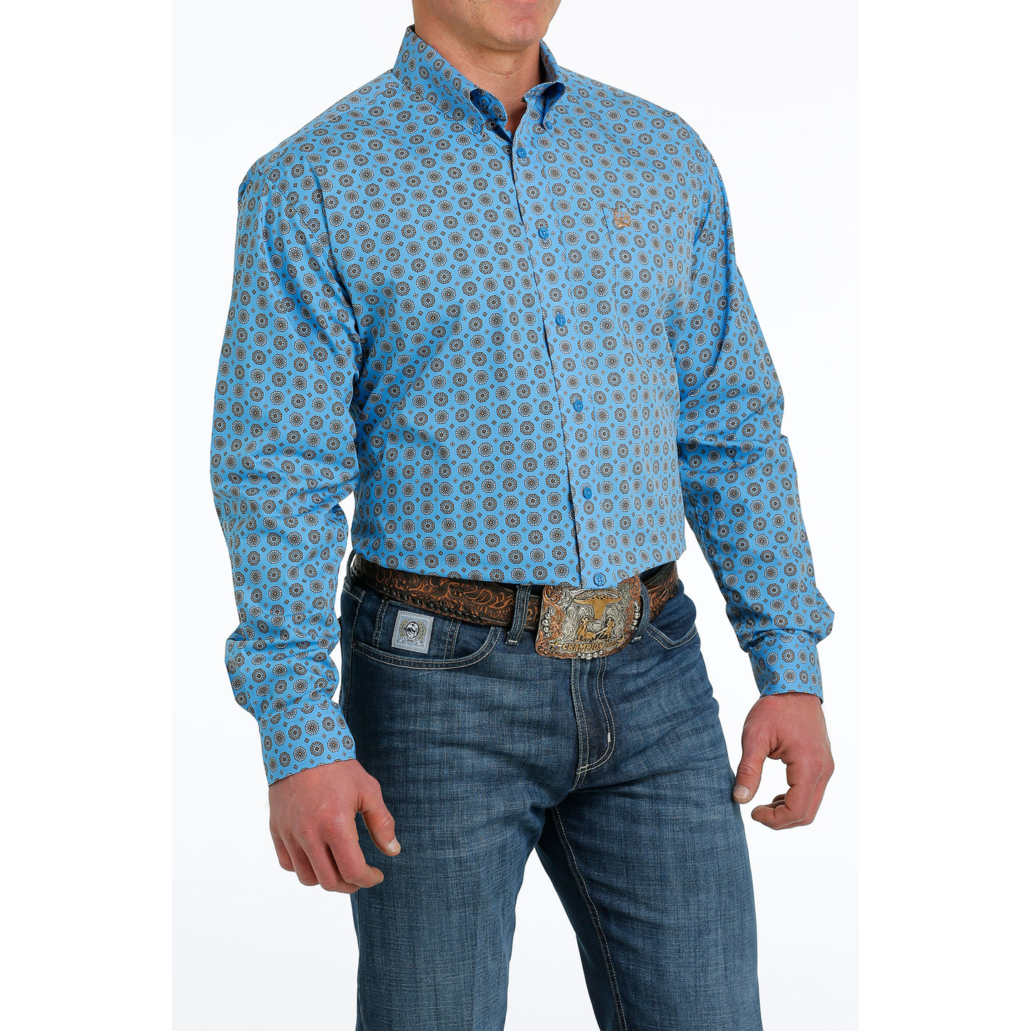 Load image into Gallery viewer, Cinch® Men&amp;#39;s Geometric Blue Button Down Shirt MTW1105539
