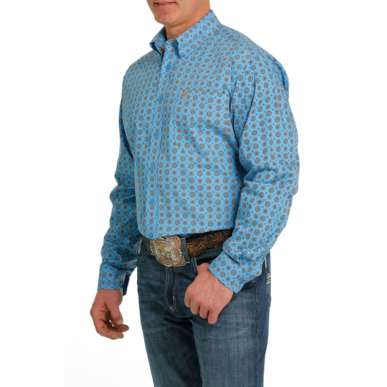 Cinch® Men's Geometric Blue Button Down Shirt MTW1105539