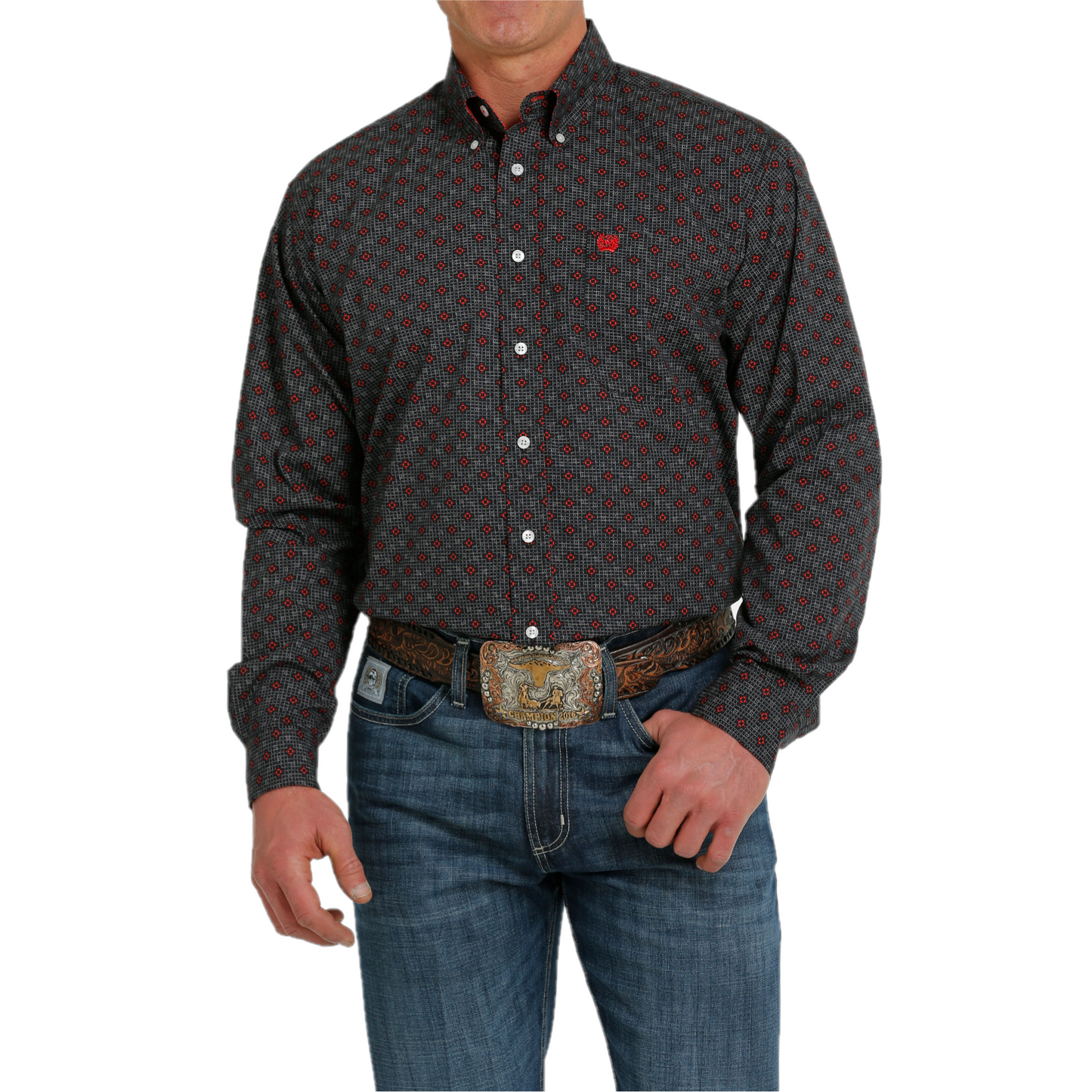 Cinch® Men's Black Geometric Printed Button Down Shirt MTW1105550