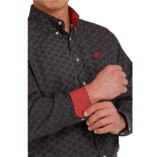 Cinch® Men's Black Geometric Printed Button Down Shirt MTW1105550