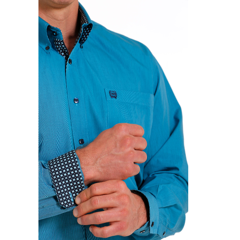 Cinch® Men's Micro-Stripe Turquoise Button Down Shirt MTW1105564