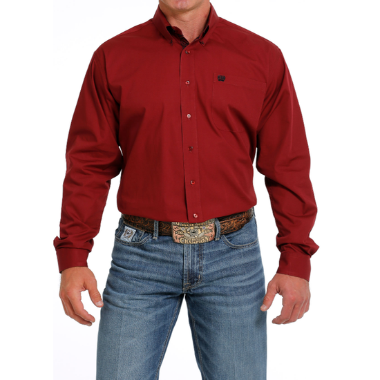 Cinch Men's Solid Red Button Down Shirt MTW1105625