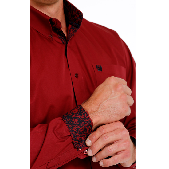 Cinch Men's Solid Red Button Down Shirt MTW1105625