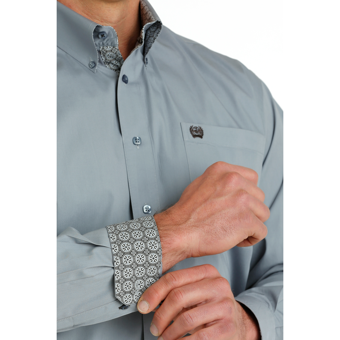 Cinch Men's Solid Grey Button Down Shirt MTW1105648