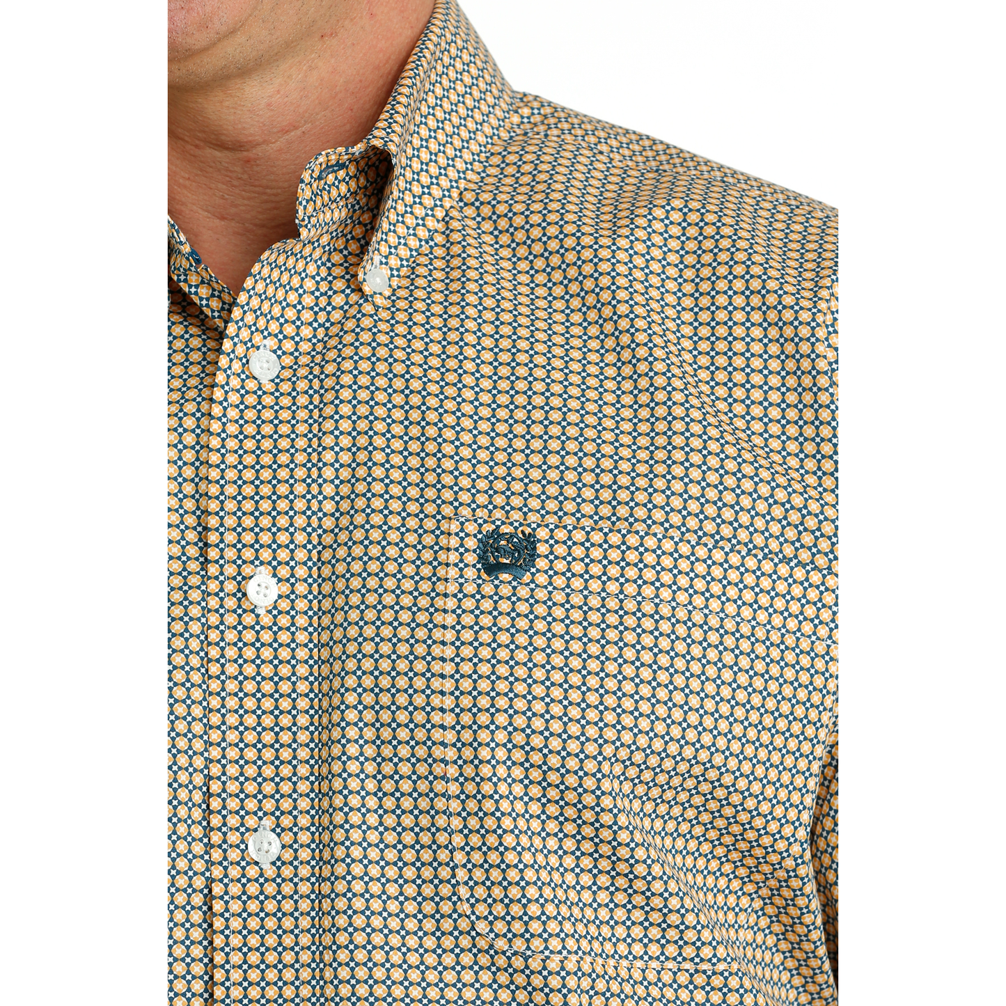 Cinch Men's White Circle Print Button Down Shirt MTW1105660