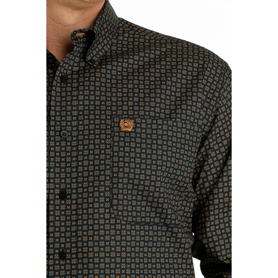 Cinch Men's Black Square Printed Button Down Shirt MTW1105671