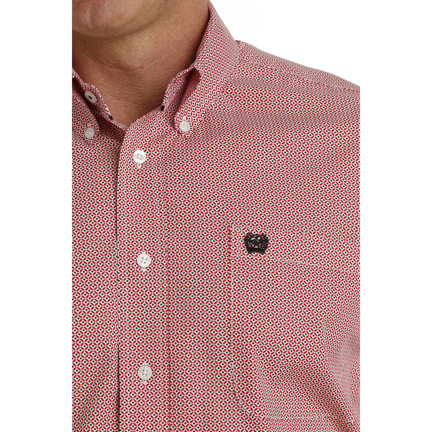 Cinch Men's Red Western Circle Print Button Down Shirt MTW1105726