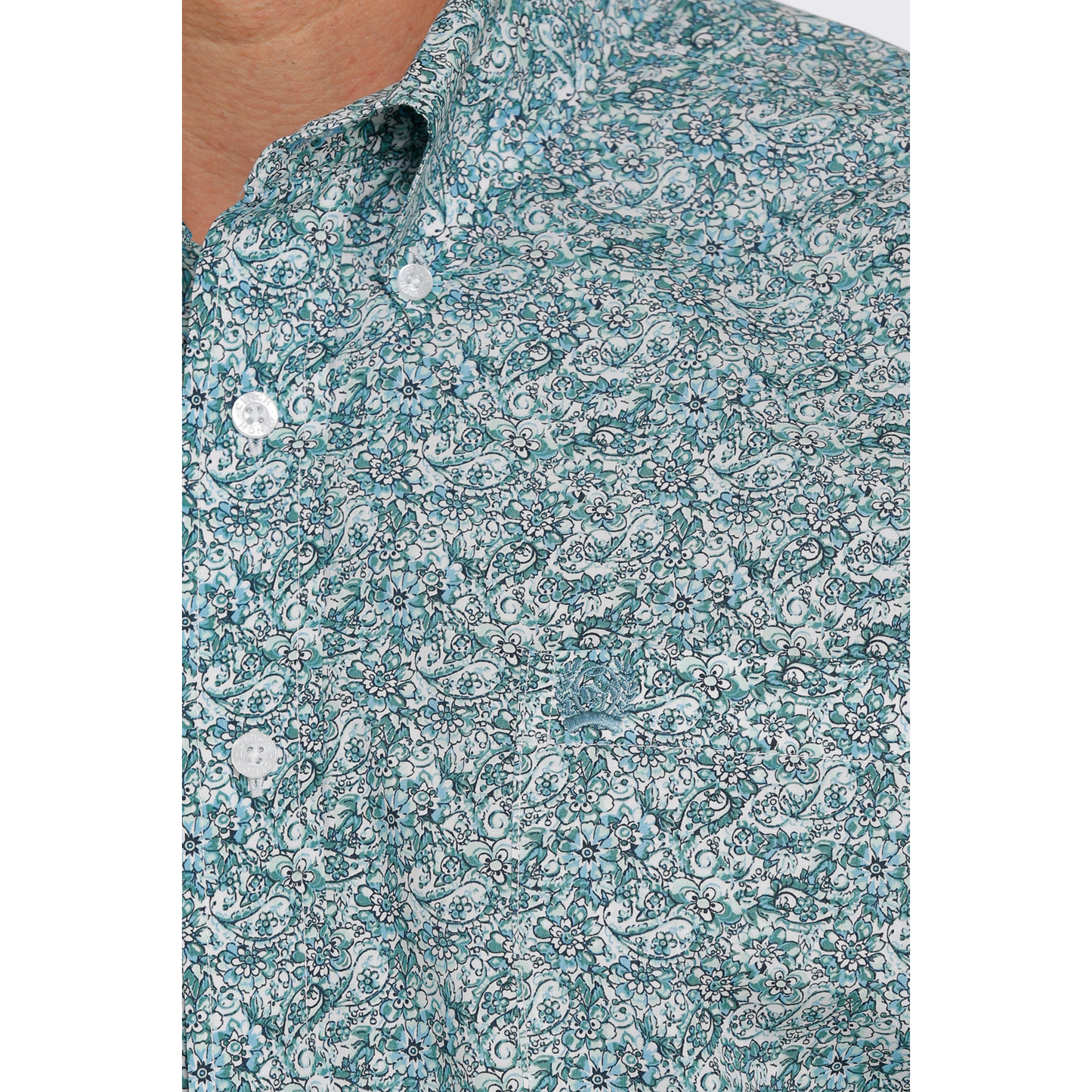 Cinch® Men's Plain Weave Floral Print White Button Up Shirt MTW1111411