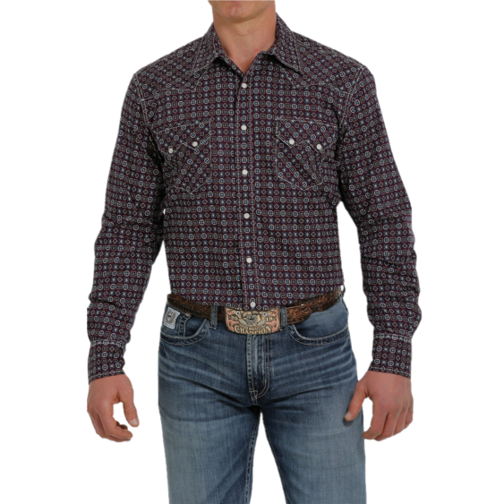 Cinch® Men's Geo Shape Printed Purple Button Down Shirt MTW1301054
