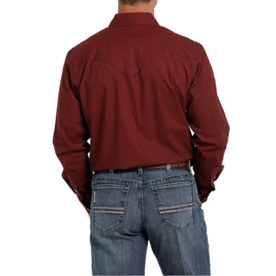 Cinch® Men's Western Plain Red Weave Button Up Shirt MTW1301055