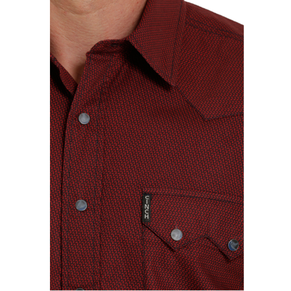 Cinch® Men's Western Plain Red Weave Button Up Shirt MTW1301055