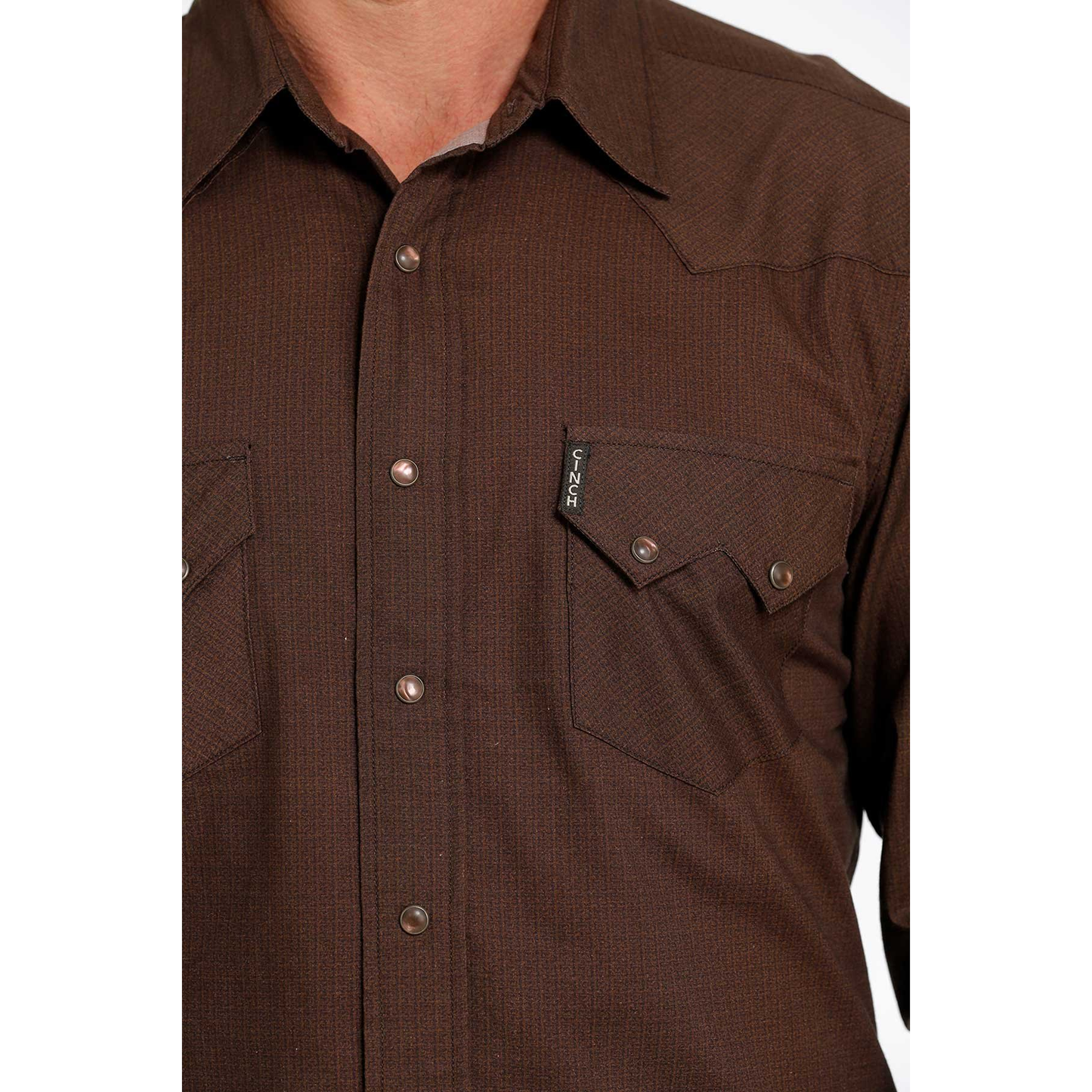 Cinch® Men's Weave Patterned Brown Snap Button Shirt MTW1301061