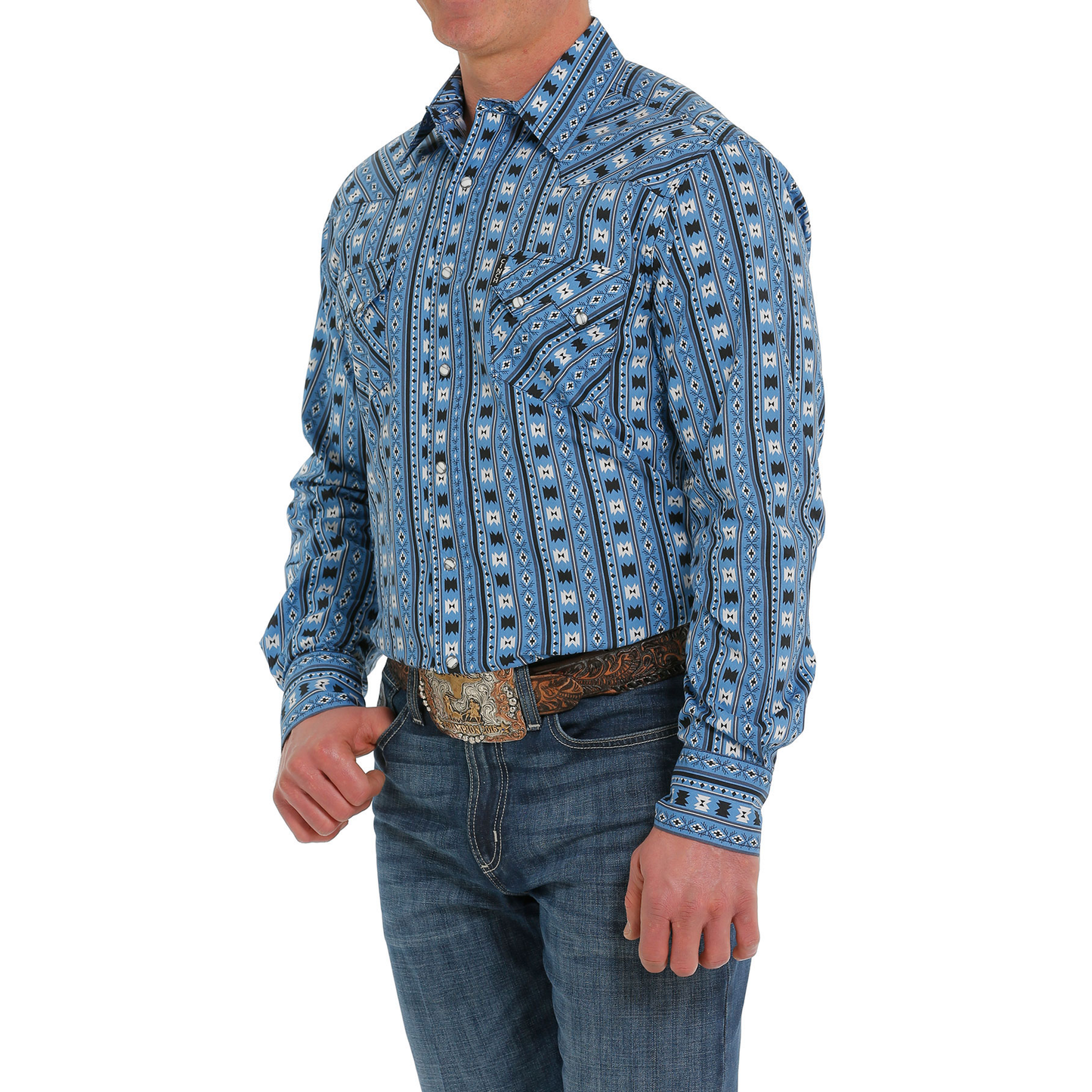 Cinch® Men's Aztec Printed Blue Button Down Shirt MTW1301062