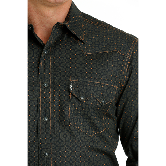 Cinch Men's Black Modern Print Button Down Shirt MTW1301070