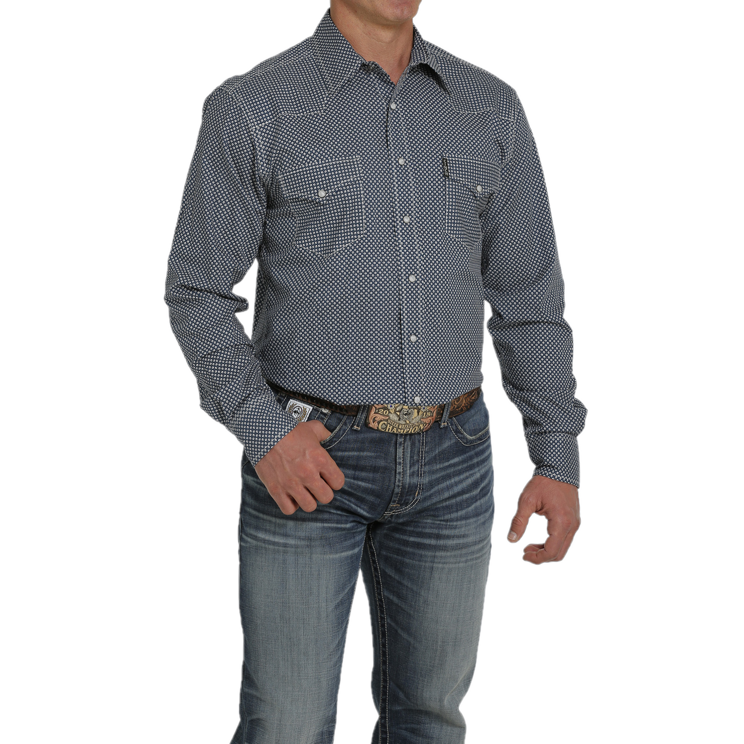 Cinch® Men's Blue Geometric Button Down Shirt MTW1303061
