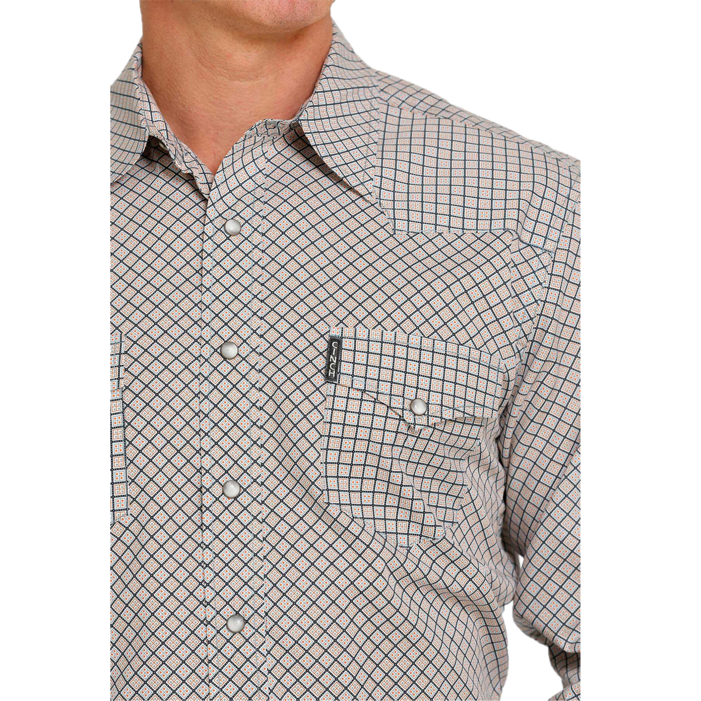 Cinch® Men's Grey Modern Plaid Print Snap Down Shirt MTW1303062