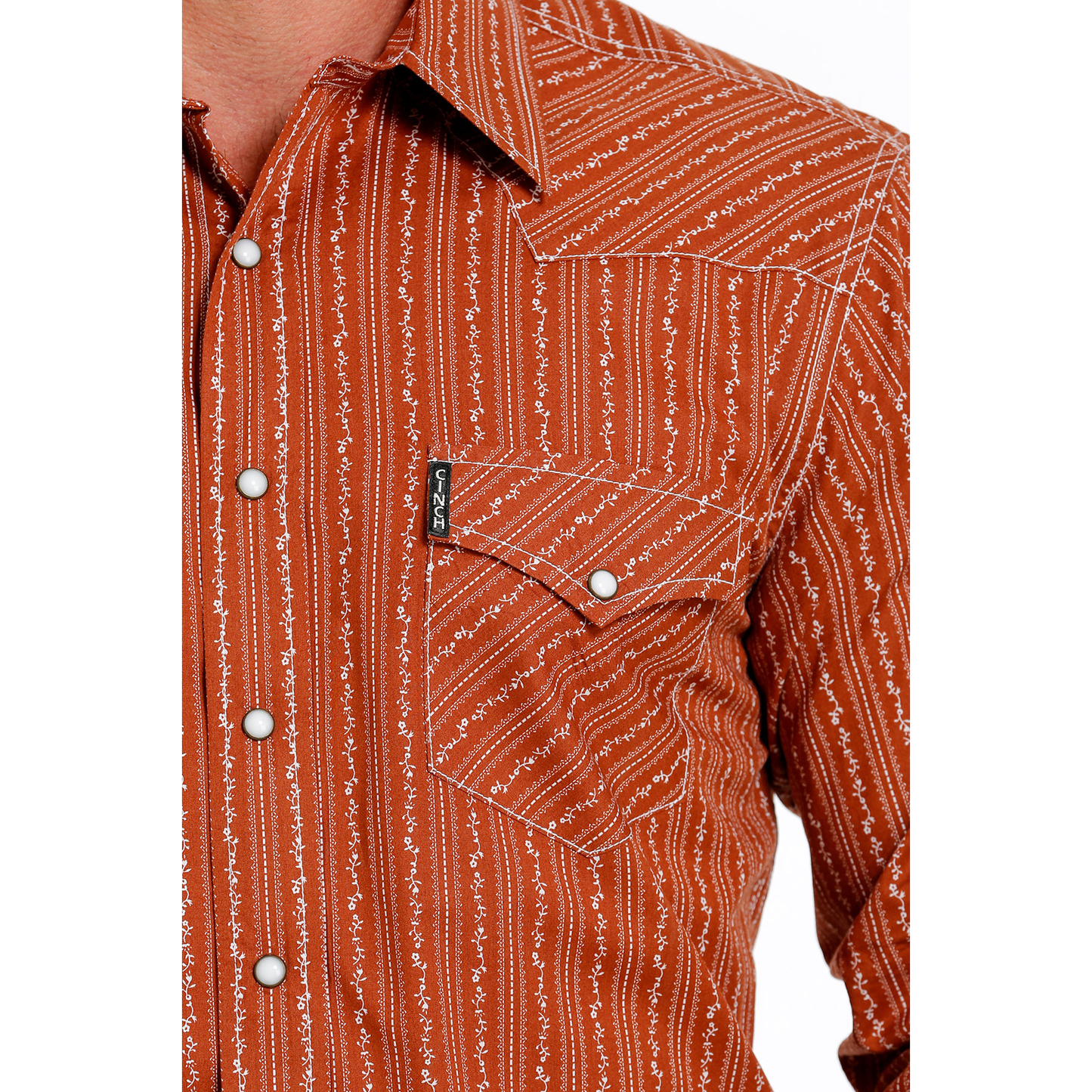 Cinch Men's Brown Modern Print Button Down Shirt MTW1303069