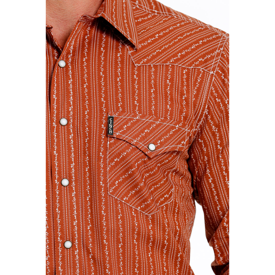 Cinch Men's Brown Modern Print Button Down Shirt MTW1303069