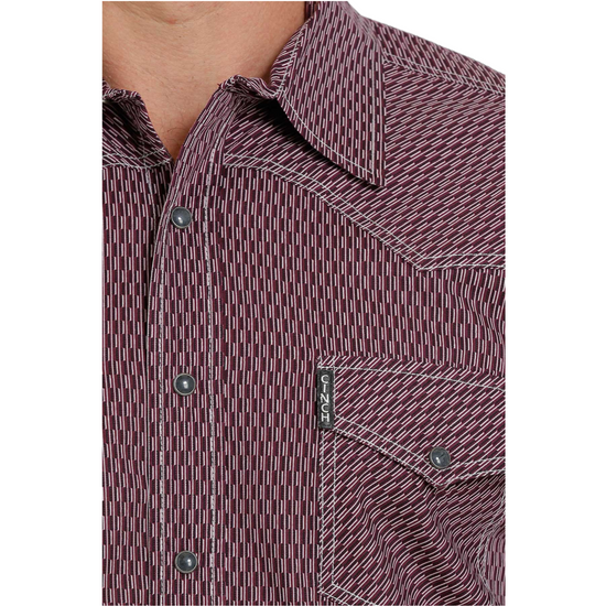 Cinch® Men's Plain Weave Print Purple Snap Down Shirt MTW1312054