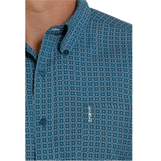 Cinch® Men's Teal Clover Shape Print Button Down Shirt MTW1347041