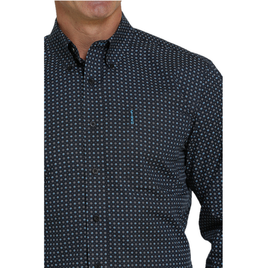 Cinch® Men's Navy Geometric Print Button Down Shirt MTW1347057