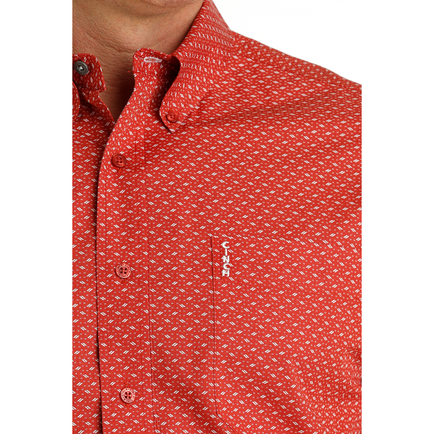 Cinch Men's Red Modern Print Button Down Shirt MTW1347086