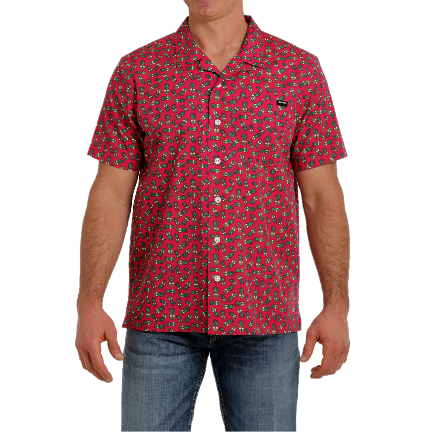 Cinch® Men's Camp Pink Pineapple Print Button Down Shirt MTW1401004