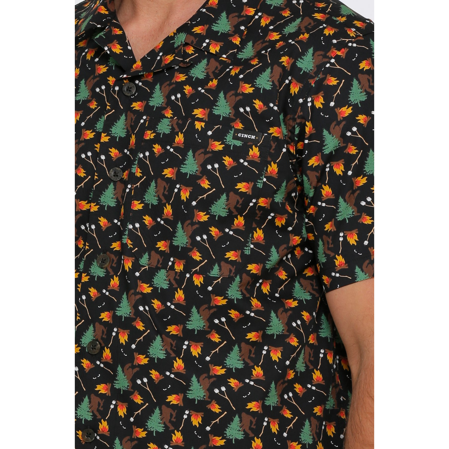Cinch® Men's Black Bigfoot Camp Print Button Down Shirt MTW1401007