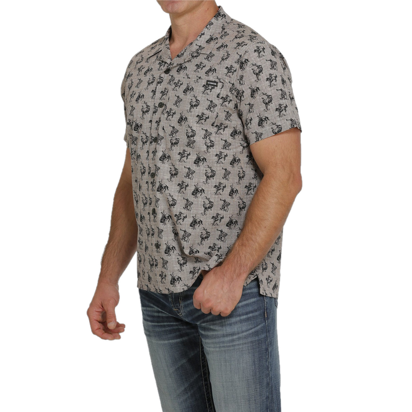 Cinch® Men's Grey Western Graphic Print Button Down Shirt MTW1401011